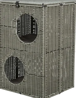 Abri Amalia, en polyrattan, 2 étages, carré 37 × 57 × 35 cm, gris