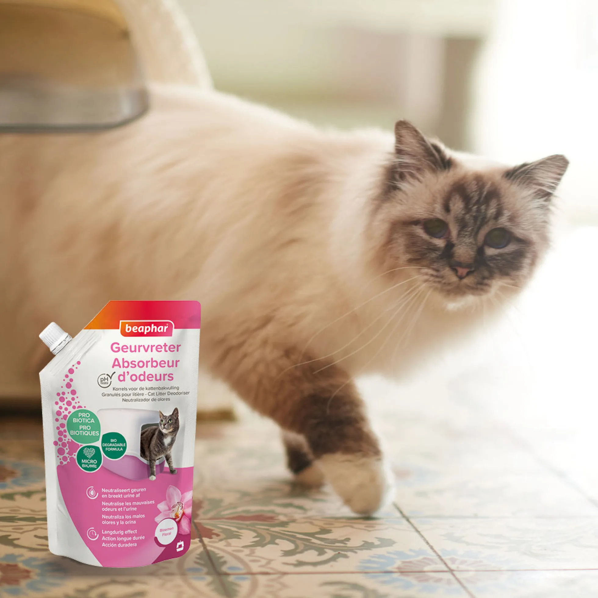 Absorbeur d'odeurs pour litière chat parfum orchidee - 400 g