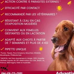 Advantix, chien inférieur à 4 kg, 4 pipettes de 0.4 ml