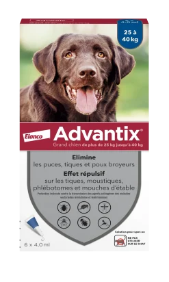 Advantix, chien 25/40 kg, 6 pipettes de 4 ml