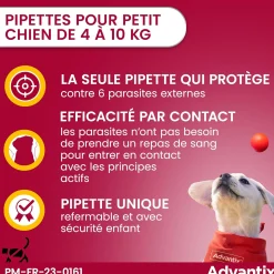 Advantix, chien 4/10 kg, 6 pipettes de 1 ml