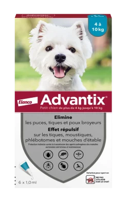 Advantix, chien 4/10 kg, 6 pipettes de 1 ml