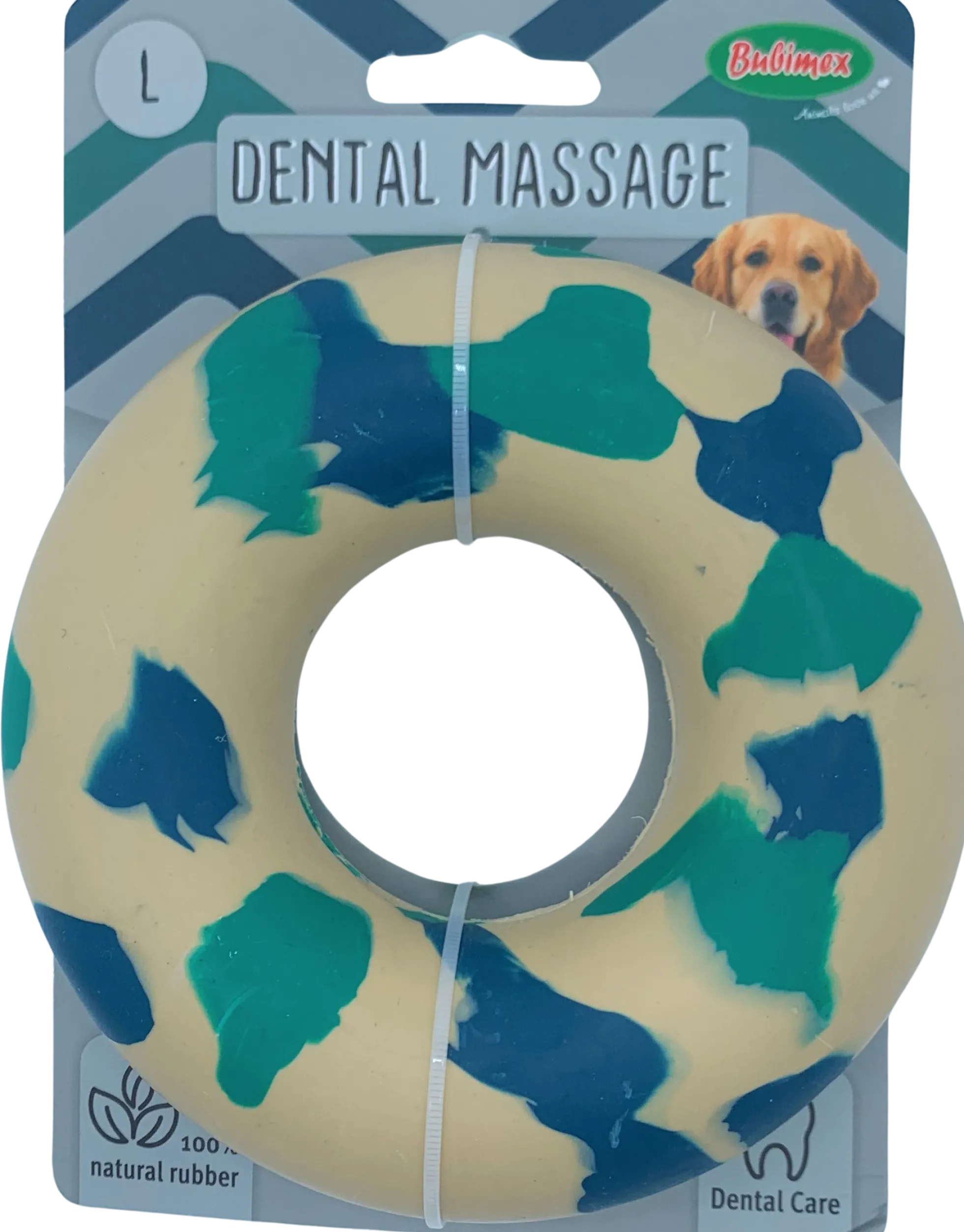 Anneau caoutchouc naturel Bagel, bleu, L 12.5 cm