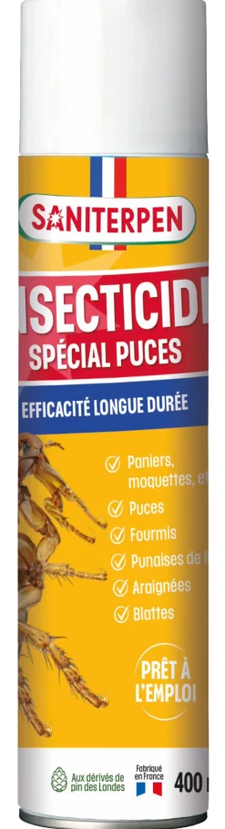 Aérosol Saniterpen insecticide tiques et puces, 400 ml