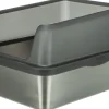 Bac à litière en acier inoxydable avec rebord 40 × 29 × 52 cm, gris