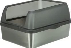 Bac à litière en acier inoxydable avec rebord 40 × 29 × 52 cm, gris