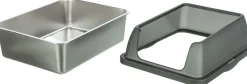 Bac à litière en acier inoxydable avec rebord 40 × 29 × 52 cm, gris