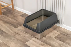 Bac à litière en acier inoxydable avec rebord 40 × 29 × 52 cm, gris