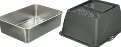 Bac à litière en acier inoxydable avec rebord Hop In 40 × 39 × 52 cm,