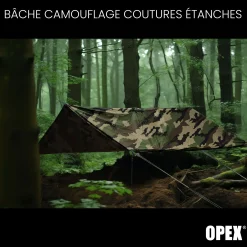 Bâche camouflage, 3 x 3 m