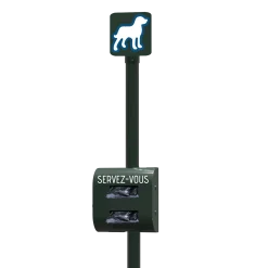 Borne de propreté canine avec distributeur double de sac ramasse crottes en rouleau