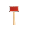 Brosse carde métal manche bois, 6 x 4.5 cm