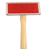 Brosse carde métal manche bois, 9 x 4.5 cm