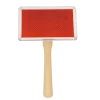 Brosse carde métal manche bois, 12 x 8 cm