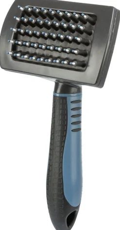 Brosse de soin, en plastique/poils plastique, 10 × 17 cm, gris foncé/bleu