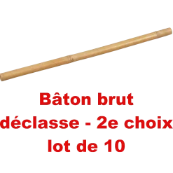 Bâton bambou non fendu, déclassé 2e choix, lot de 10 pcs