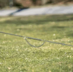Chaîne d’attache avec ressort amortisseur 2m, acier nickelé - Qualité Pro HS
