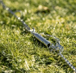 Chaîne d’attache avec ressort amortisseur 2m, acier nickelé - Qualité Pro HS