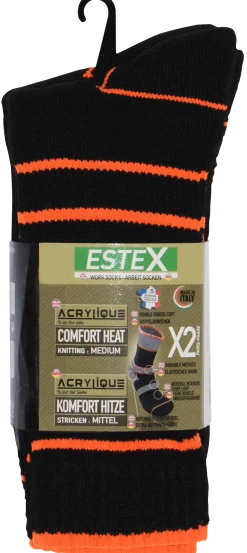 Chaussettes NAMUR liseret orange, taille 39/42, lot de 2 paires