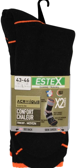 Chaussettes NAMUR liseret orange, taille 43/46, lot de 2 paires
