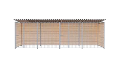 Chenil bois MKS - PROTECTA - 6 x 2 m avec séparation - facade barreaux 8 cm