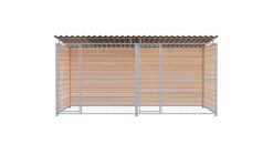 Chenil bois MKS - PROTECTA - 4 x 2 m avec séparation - facade grillage 50 x 50 m