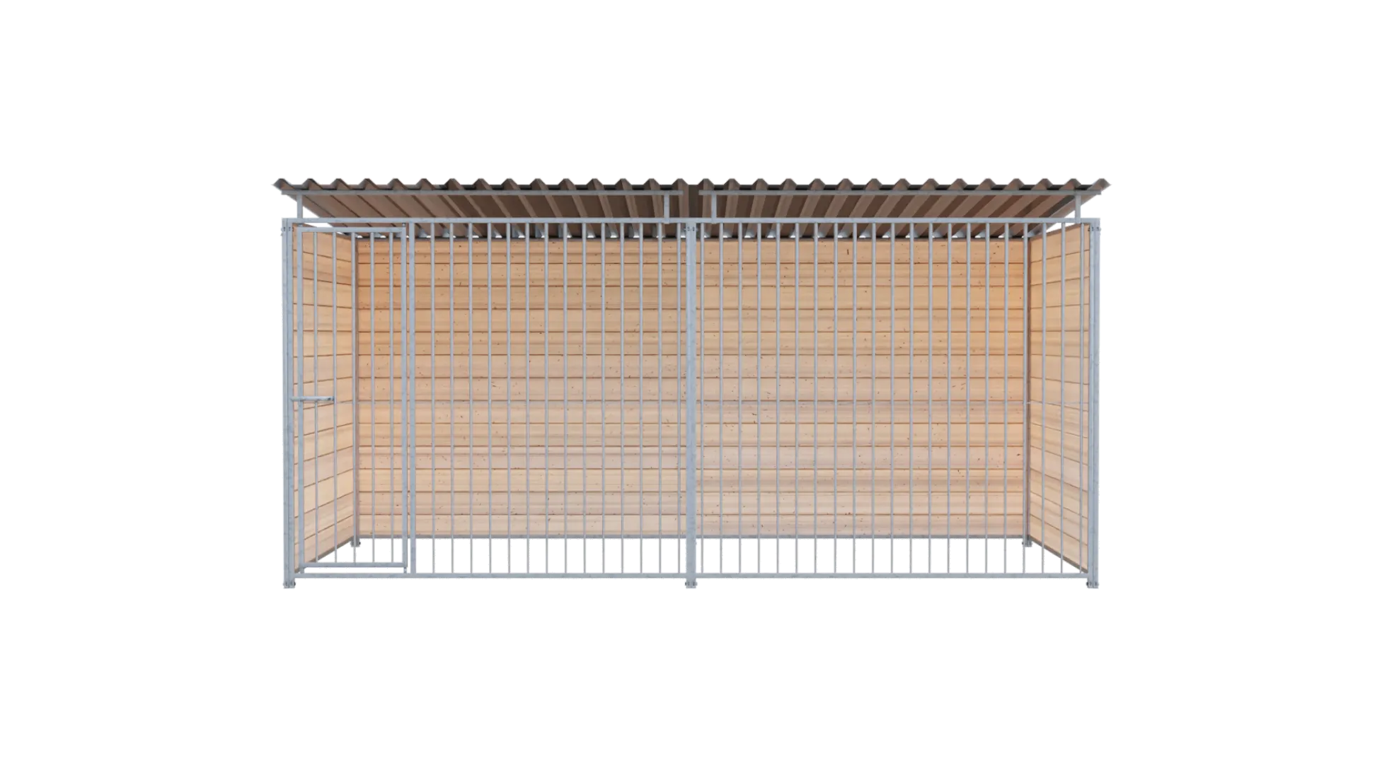 Chenil bois MKS - PROTECTA - 4 x 2 m - facade barreaux 8 cm