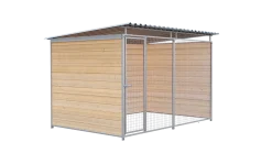 Chenil bois MKS - PROTECTA - 3 x 2 m - facade grillage 50 x 50 mm