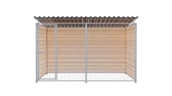 Chenil bois MKS - PROTECTA - 3 x 2 m - facade grillage 50 x 50 mm