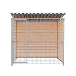 Chenil bois MKS - PROTECTA - 2 x 2 m - facade grillage 50 x 50 mm