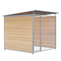 Chenil bois MKS - PROTECTA - 2 x 2 m - facade grillage 50 x 50 mm