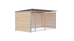 Chenil bois MKS - PROTECTA - 4 x 2 m - facade grillage 50 x 50 mm
