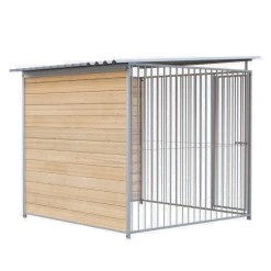 Chenil d'angle bois MKS - 2 m x 2 m - panneaux barreaux