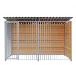 Chenil d'angle bois MKS - 3m x 2 m - panneaux barreaux
