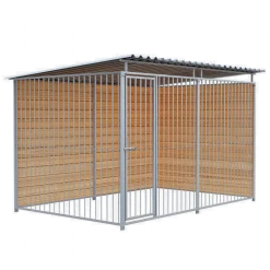 Chenil d'angle bois MKS - 3m x 2 m - panneaux barreaux
