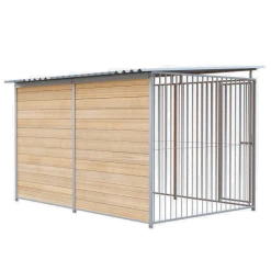 Chenil d'angle bois MKS - 3m x 2 m - panneaux barreaux