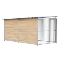 Chenil d'angle bois MKS - 4 m x 2 m - panneaux barreaux
