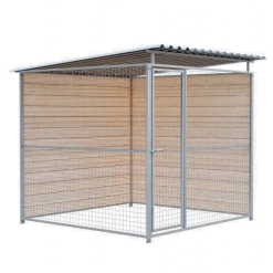 Chenil d'angle bois MKS - 2 m x 2 m - panneaux grillage