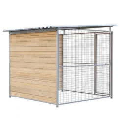 Chenil d'angle bois MKS - 2 m x 2 m - panneaux grillage