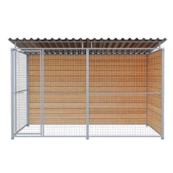 Chenil d'angle bois MKS - 3m x 2 m - panneaux grillage