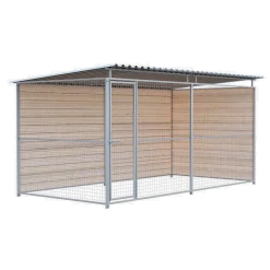 Chenil d'angle bois MKS - 4 m x 2 m - panneaux grillage