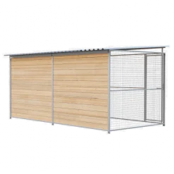 Chenil d'angle bois MKS - 4 m x 2 m - panneaux grillage