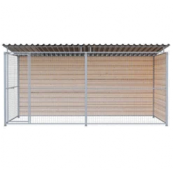 Chenil d'angle bois MKS - 4 m x 2 m - panneaux grillage