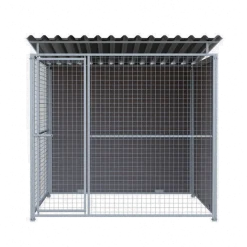 Chenil d'angle WPC Brun MKS - 2 m x 2 m - panneaux barreaux