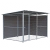 Chenil d'angle WPC Brun MKS - 3 m x 2 m - panneaux barreaux