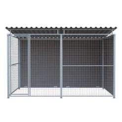 Chenil d'angle WPC Brun MKS - 3 m x 2 m - panneaux barreaux
