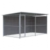 Chenil d'angle WPC Brun MKS - 4 m x 2 m - panneaux barreaux