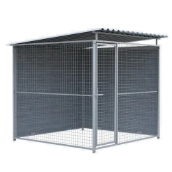 Chenil d'angle WPC Gris MKS - 2 m x 2 m - panneaux grillage