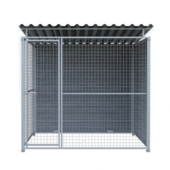 Chenil d'angle WPC Gris MKS - 2 m x 2 m - panneaux grillage