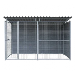 Chenil d'angle WPC Gris MKS - 3 m x 2 m - panneaux grillage